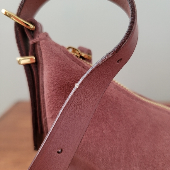 Madewell The Essential Half Moon Crossbody Leather Bag Purse Withered Rose - Picture 15 of 16